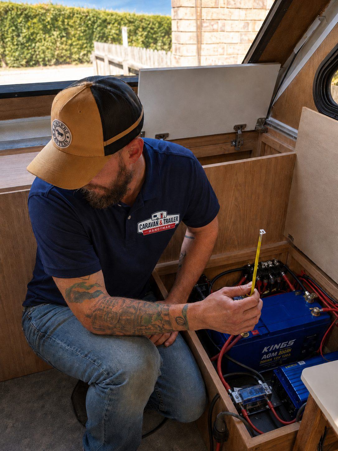 Caravan being serviced on-site in Moonah, Tasmania