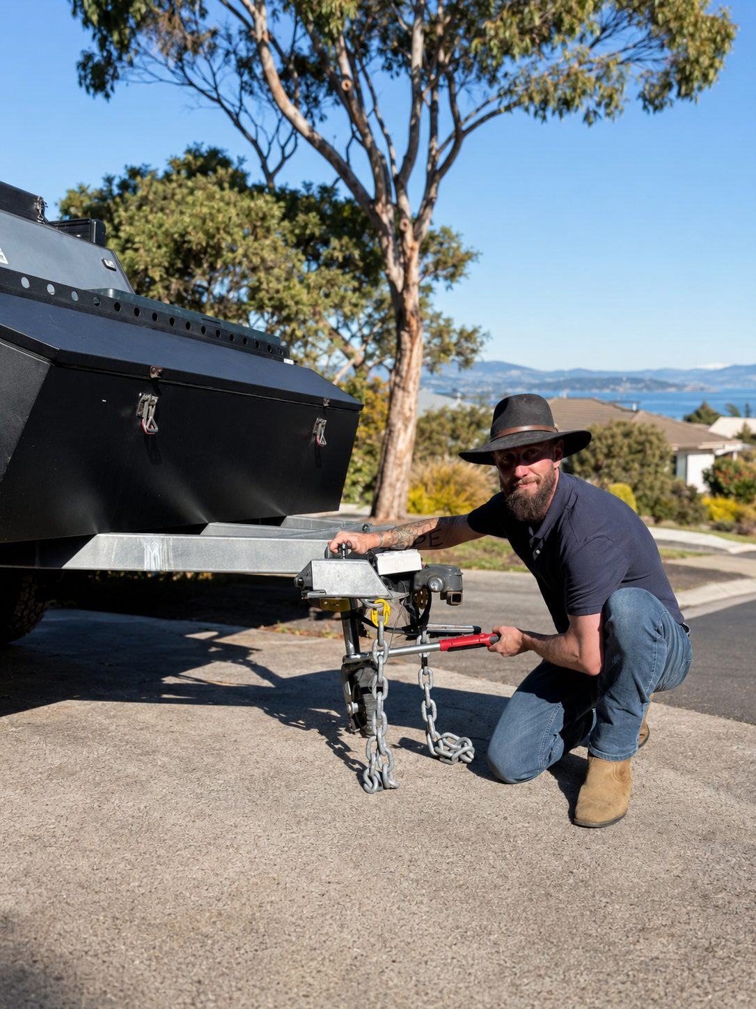 Caravan being serviced on-site in Bellerive, Tasmania
