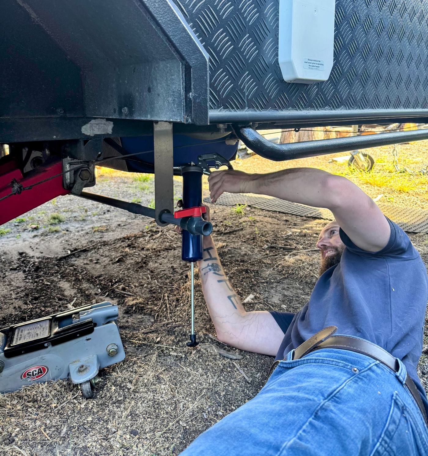 On-site caravan repair work in Taroona